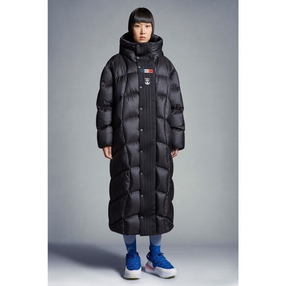 Moncler x Adidas Oreiller Long Down Coat 0/ S Black Hooded Full Zip NWT $2285 - Picture 1 of 16